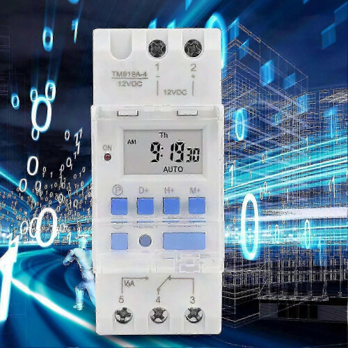 Programmable 12V DC Timer Switch, 16A LCD Display, Detachable CR2450 Battery, Weekly Programmable Countdown Function, DIN Rail Mounting 2