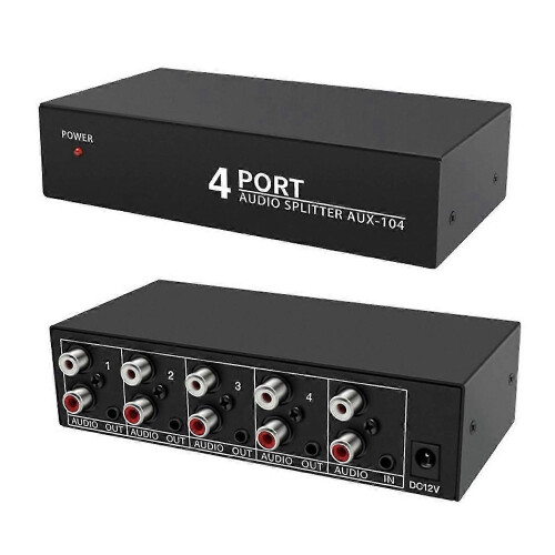 1x4 Stereo Audio Splitter RCA L/R Aux Distributor voor PC DVD-luidspreker 1