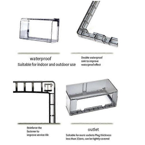 Double-Position Outlet Cover Sticky Style Plug Socket Cover Transparent Black PS Plastic 1