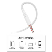 Noise Canceling In Ear Headphones with Built in Control 3.5mm White