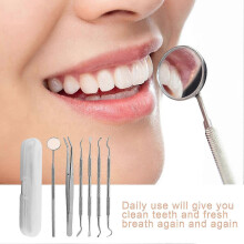 6Pcs Stainless Steel Dental Tools Kit with Case for Oral Care Tartar Plaque Removal