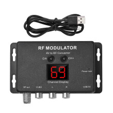 RF-modulator AV-naar-RF-omzetter, 471,25-885,25 MHz UHF, PAL- en NTSC-selecteerbaar, USB-voeding, 75 Ohm uitgangsimpedantie
