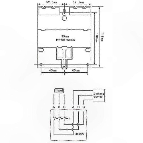 3-Phase Digital Timer Switch 380V 415V, 7-Day Programmable with Backlight & Battery Backup