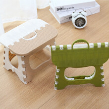 Plastic Folding Stool Thickening Chair Portable Home Furniture Children Convenient Dining Stool-Green + White