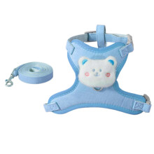 (M, Little Bear) Breathable H-Style Cat Harness for Outdoor Walking Easy Operation Tangle-Free Walking Leash Pet Accessories