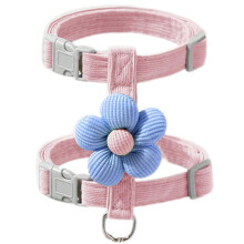 (M, Pink Flowers) Breathable H-Style Cat Harness for Outdoor Walking Easy Operation Tangle-Free Walking Leash Pet Accessories