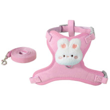 (M, Little Rabbit) Breathable H-Style Cat Harness for Outdoor Walking Easy Operation Tangle-Free Walking Leash Pet Accessories