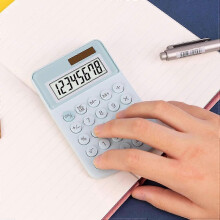 Calculatrice de bureau basique mini solaire étudiante bleue mignonne kawaii créative portable double alimentation arrêt automatique