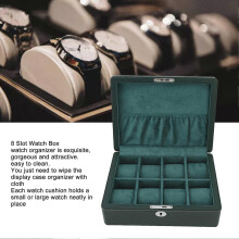 8 Slot Watch Box Display Case Organizer for Men Women, Green Microfiber Leather