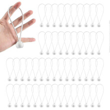 Cordons élastiques à boule avec embouts, attaches en nylon et PVC de 15 cm pour bâches, tentes, banderoles, mâts de drapeau, lot de 50 blancs