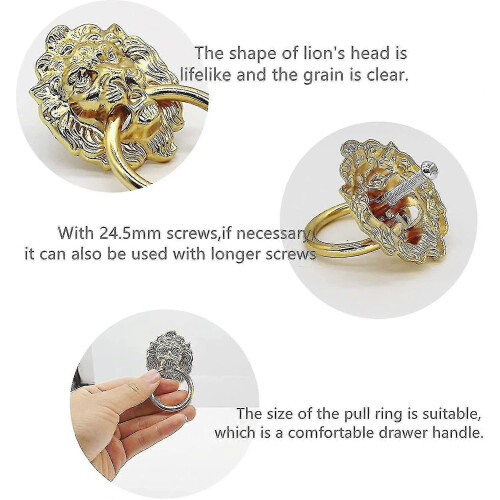 Lion Head Drawer Handle Antique Style Solid Brass Gold Plated Cabinet Pull Knob 1