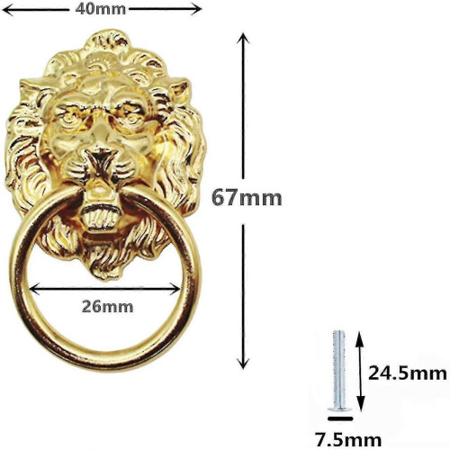 Lion Head Drawer Handle Antique Style Solid Brass Gold Plated Cabinet Pull Knob 2