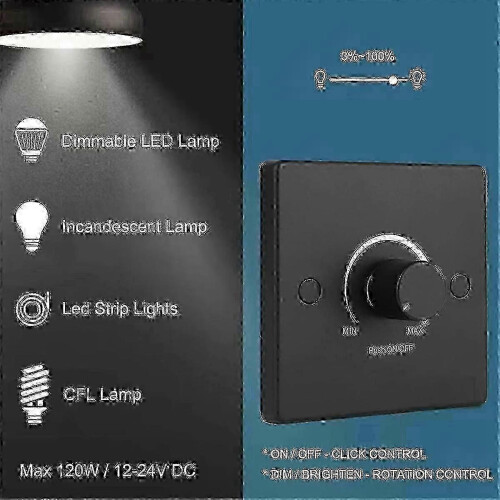 12-24V 5A RV LED Dimmer Switch with PWM Control for Low Voltage Lights 1