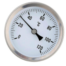 Industrielles Rohrthermometer mit 63-mm-Zifferblatt, 0–120 C, Edelstahl, wasserdicht