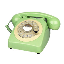 Rotary Dial Telephone Retro Landline Phone with Metal Bell and Redial Function