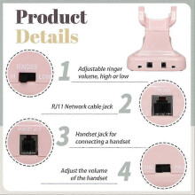Retro Wired Dial Telephone, Vintage Landline Phone for Home Office, ABS Alloy