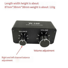 3,5 mm stereo passieve volumeregelaar voorversterker W-10P tweekanaals mini-balans zwart