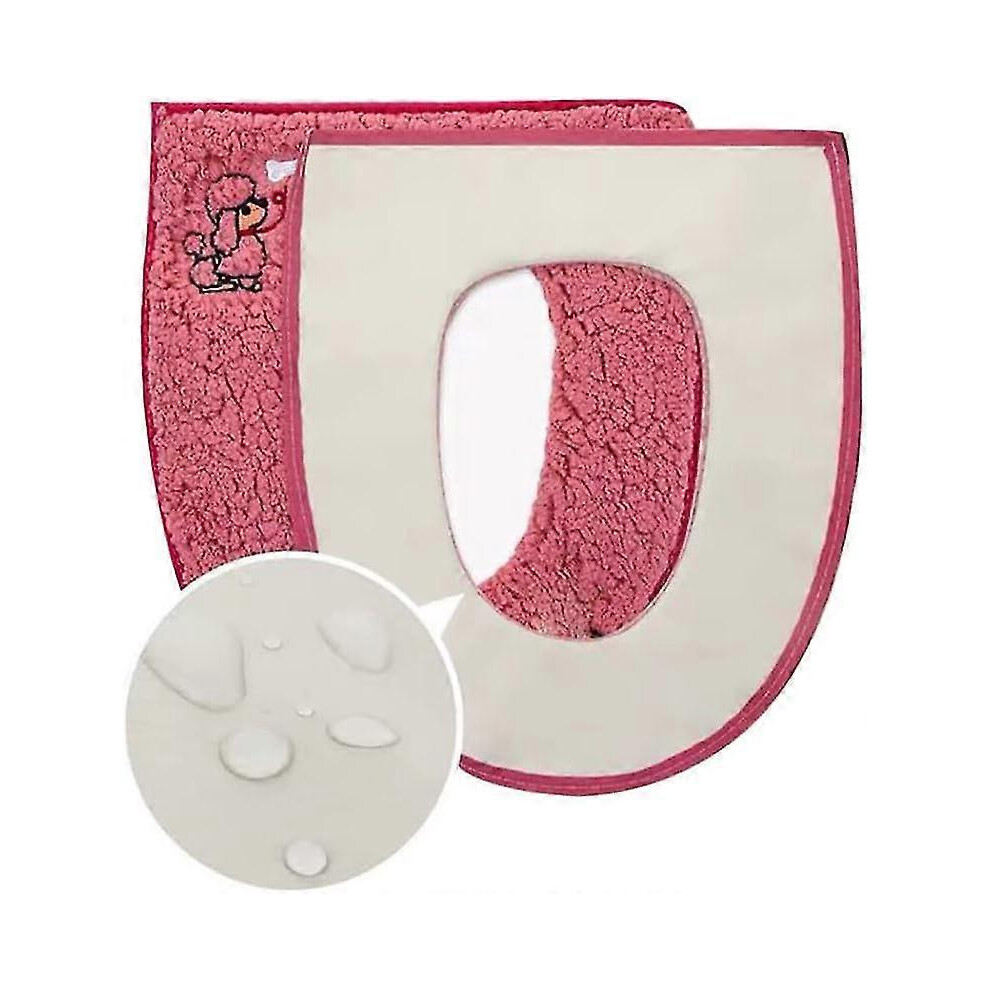 Warm Plush Washable Toilet Seat Cover With Handle And Zipper Red 6944168436254