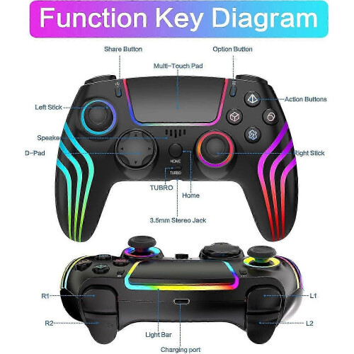 Wireless Controller Compatible with PS4 PS4 Pro PS4 Slim PC with LED Lighting Dual Vibration Ergonomic Design 2