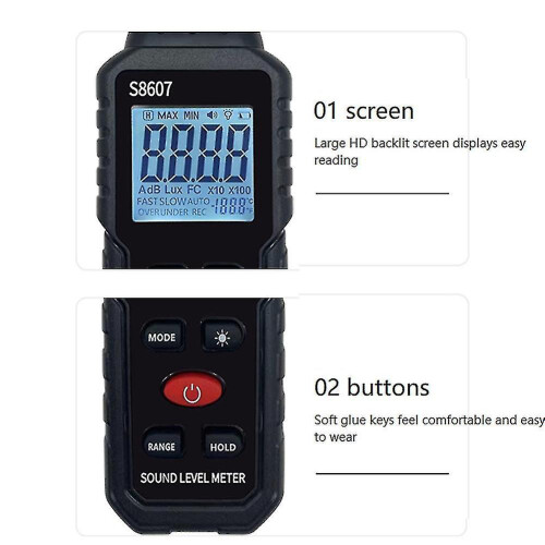 Digital Sound Level Meter 30-130dB with Capacitive Microphone, Windshield & Backlit Screen 1