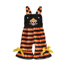 (18-24 Months, Black) Toddler Girls Halloween Overalls Adorable Ghost/Skull Embroidery Sleeveless Bell Bottoms Jumpsuit