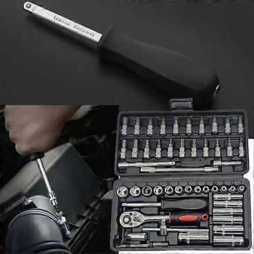 Ratchet Wrench Set 53-Piece with Ergonomic Rubber Handle and Socket Sizes 2