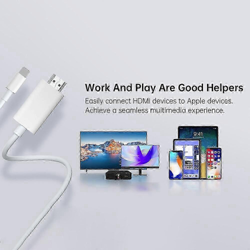 Lightning to HDMI Cable 1080P Adapter Compatible with iPhone iPad for Screen Mirroring iOS 11.0+ 2