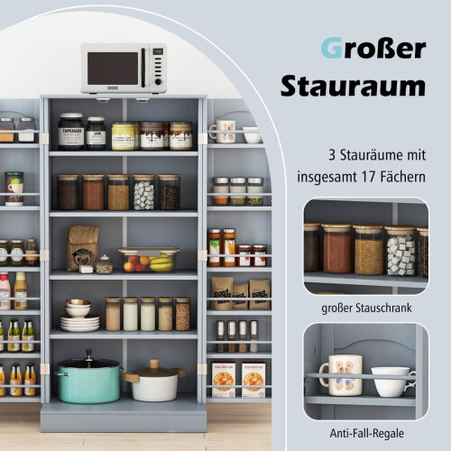 Mueble de cocina con 2 puertas y estantes ajustables, gris 2