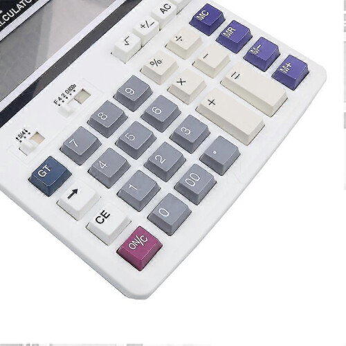 Office Calculator with Large Buttons, 12 Digits LCD Display, Solar and Battery Powered 2