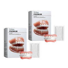 (2pcs) Soft-Dentures Relines Kit for Men Women Silicone Fake Teeth Top Bottom Kit for Daily Wear