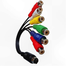 10-Pin DIN to 6RCA Female AV Cable, Compatible with TV Receiver Monitor Projector for S-Video RGB Connection, 30cm
