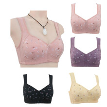 (46 105, Cameo Brown) Simple Front Buttons Bra with Printed Skin-friendly Sling Underwear for Women Daily Wear