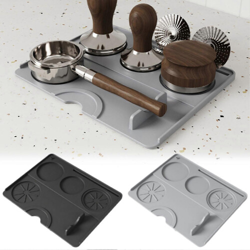 (Black) Silicone Coffee Machine Mat Multifunctional Coffee Making Tool Tray Professional Baristas Setup 1
