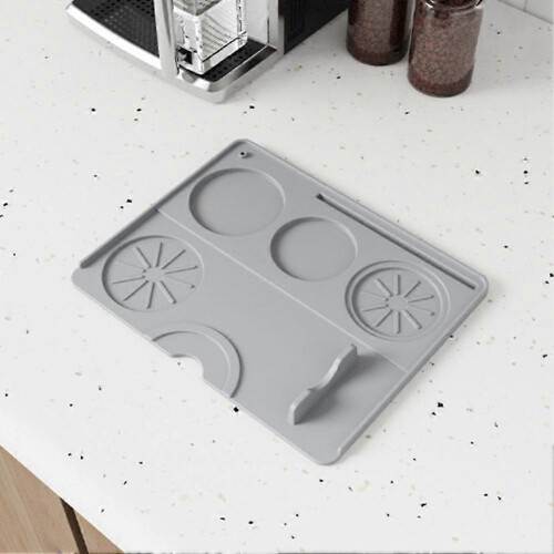 (Black) Silicone Coffee Machine Mat Multifunctional Coffee Making Tool Tray Professional Baristas Setup 2