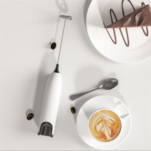 Electric Milk Frother Kitchen Foamer Whisk Mixer Stirrer Coffee Cappuccino Whisk Frothy Blend Egg Beater White