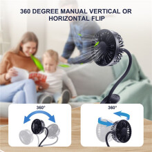 Portable  Clip Stroller Fan,3 Speeds Settings,Flexible Bendable Usb Rechargeable Battery Operated Quiet Desk Fan For