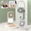 (Ice Green) Handheld Foldable Desk Fan with Mirror Foldable Phone Stand for Camping Hiking 2