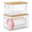 Trash Bag Dispenser,Acrylic Garbage Bag Holder with Bamboo Top,Stackable Organizer for Kitchen and Laundry Room 2 Pack 3