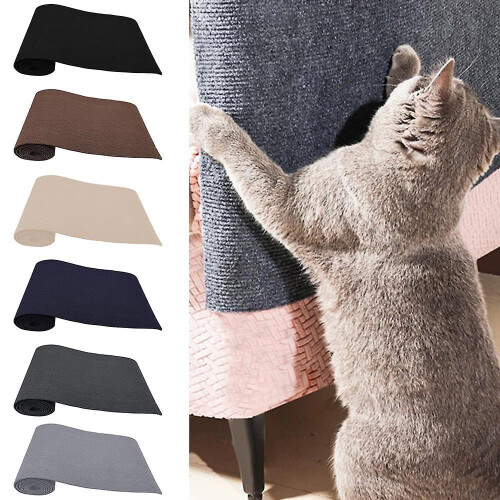 (Medium, Black) Trimmable Self-Adhesive Cat Scratching Mat Wear-resistant Protective Sofa Mat Pet Cat Accessories 1