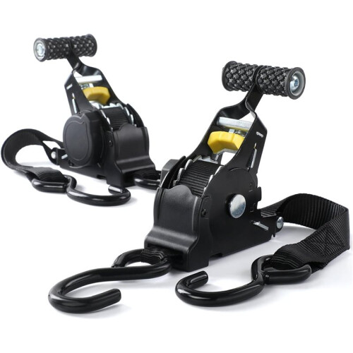 2Pcs Retractable Ratchet Tie Down Straps - 680kg Guaranteed Max Break Strength,Use for Boat, Securing Cargo 1