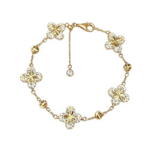 Μοντέρνο βραχιόλι αλυσίδας Lucky Clover Cubic Zirconia για γυναίκες, κομψά ρυθμιζόμ