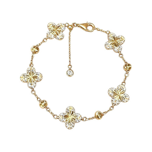 Μοντέρνο βραχιόλι αλυσίδας Lucky Clover Cubic Zirconia για γυναίκες, κομψά ρυθμιζόμ