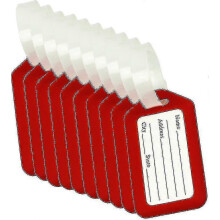 Lot de 10 étiquettes à bagages rouges pour valises, étiquettes nominatives résistantes pour sacs de voyage, étiquettes d'iden