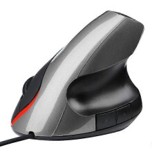 Ergonomische verticale USB-muis voor pc en laptop, grijs, comfortabele grip voor kantoor- en thuisgebruik