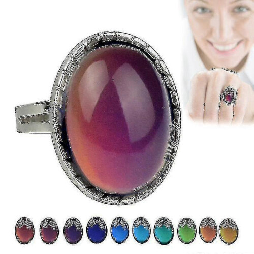 Adjustable Mood Ring Retro Color Changing Gem Style Temperature Sensitive Fashion Accessory