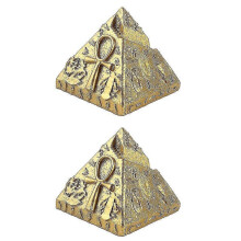 2-teiliges ägyptisches Pyramiden-Chefu-Mausoleum-Modell, dekoratives Ornament aus goldenem Kunstharz für Zuhause und Schreibt