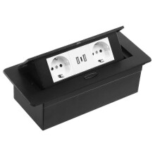 Pop-Up Table Socket with Retractable Design, 2 USB Ports, 2 Euro Sockets and 1 Type-C for Indoor Use