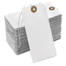 Papieren hanglabels met elastisch koord, 200 stuks, groot verstevigd gat voor winkelpresentaties