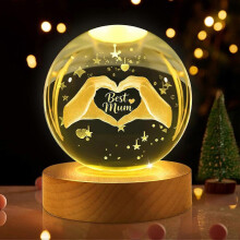 80 mm 3D kristallen bol, cadeau voor mama's verjaardag, kleurveranderende glazen decoratieve bol voor huis- en kerstdecoratie