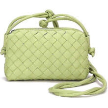 Malá tkaná crossbody kabelka pre ženy, peňaženka na telefón z PU kože, módna ručne tkaná štvorcová taška na fotoaparát, nasta